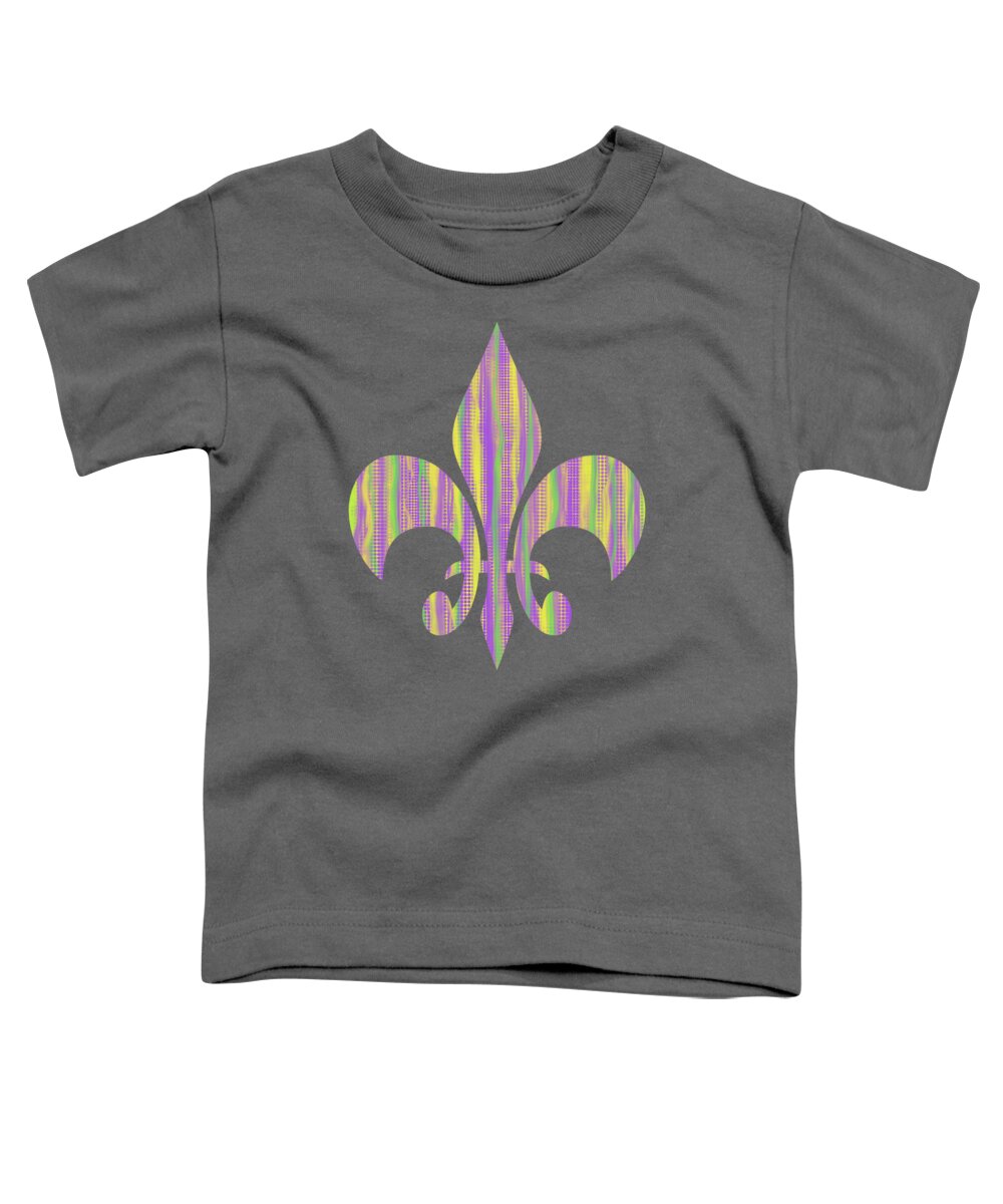 Mardi Gras Toddler T-Shirt featuring the digital art Mardi Gras Time Fleur de Lis by Annette M Stevenson