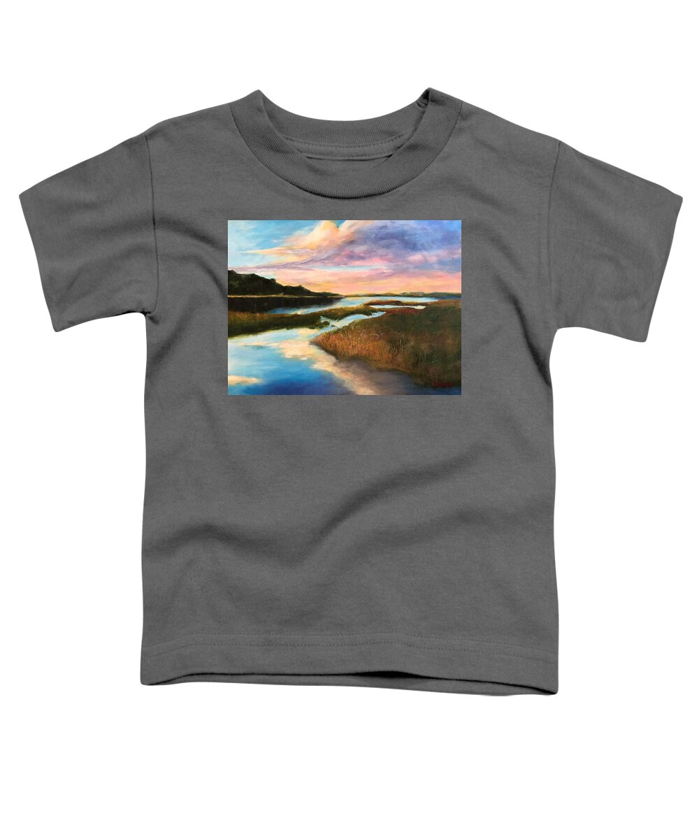 Marsh Toddler T-Shirt featuring the painting Marsh Reflections by Deborah Naves