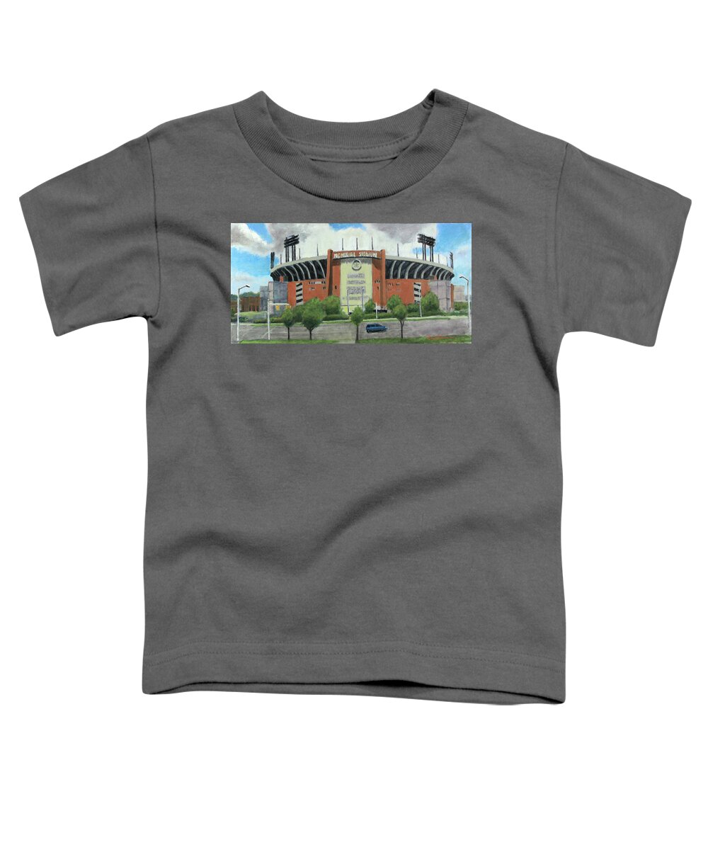 Baltimore Toddler T-Shirt featuring the painting Memorial Stadium by David Zimmerman