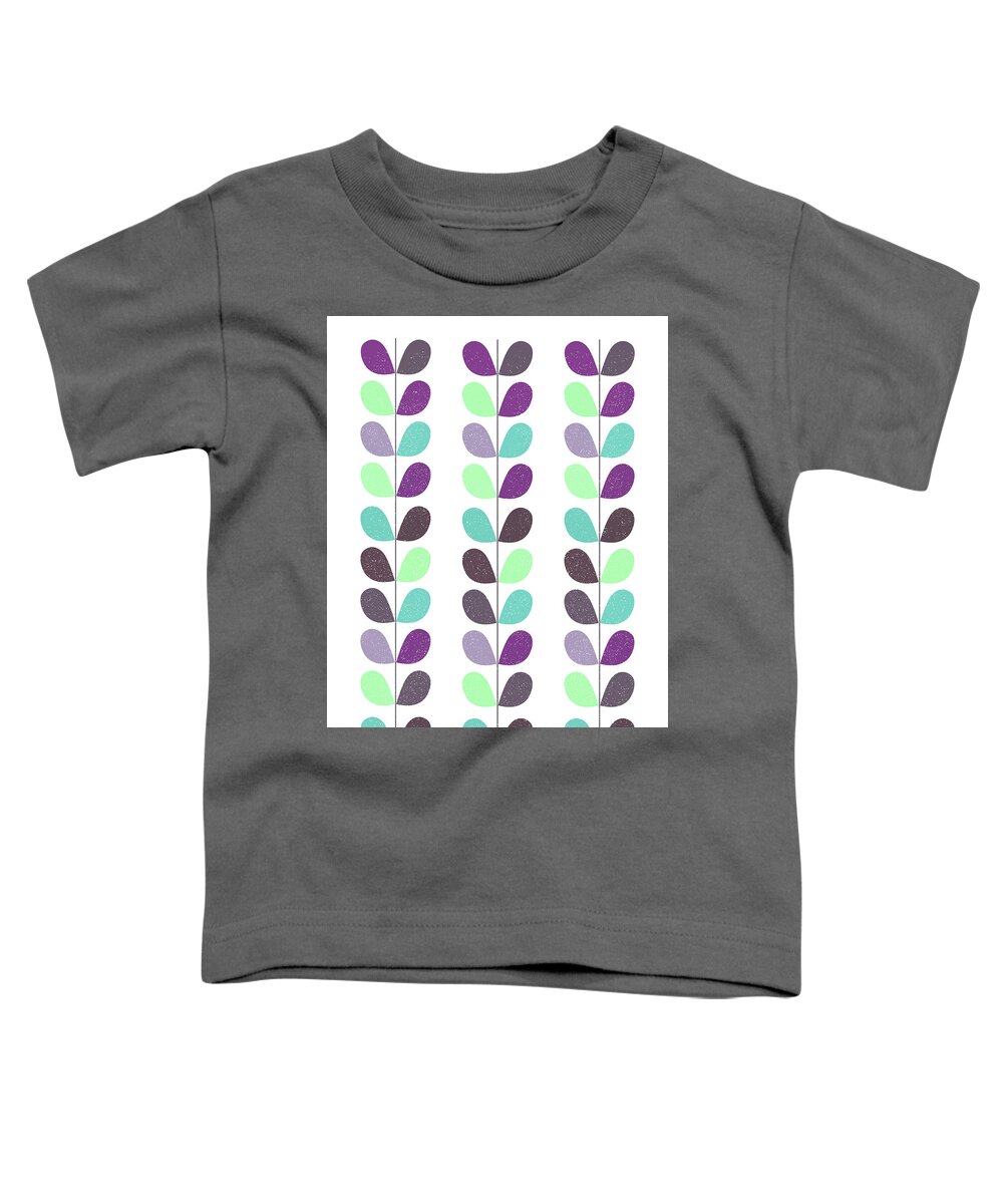 Mid Century Toddler T-Shirt featuring the mixed media Mid Century Modern Leaf Pattern I by Naxart Studio