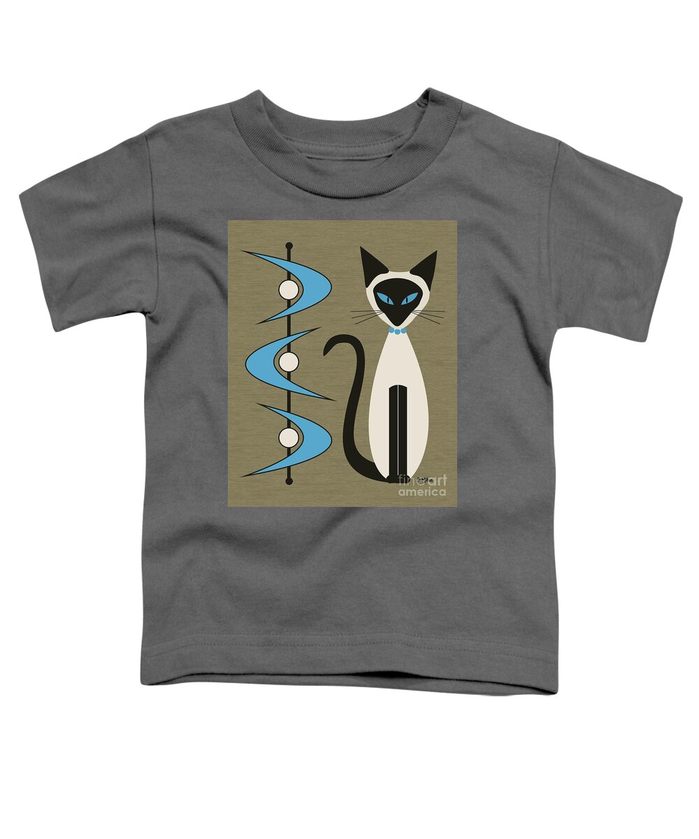 Mid Century Modern Toddler T-Shirt featuring the digital art Mid Century Siamese with Boomerangs by Donna Mibus
