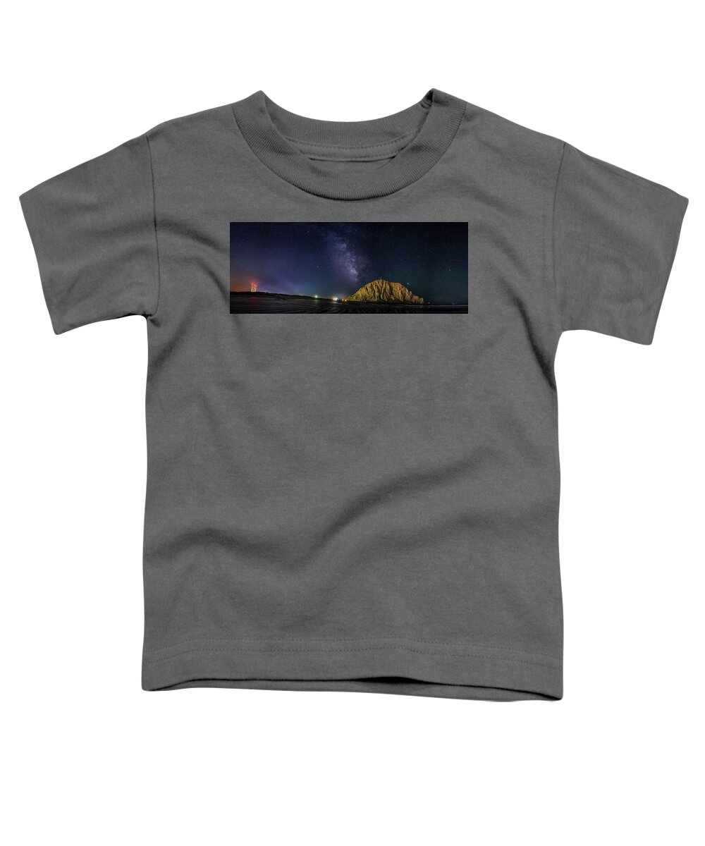 Morro Rock Toddler T-Shirt featuring the photograph Milky Way over Morro Rock by Mike Long