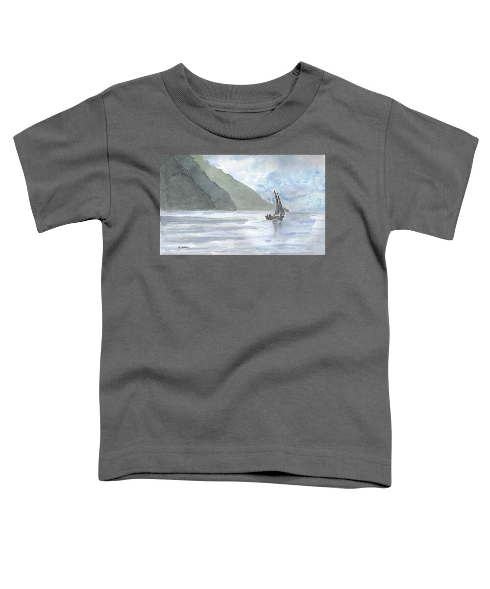 Lake Toddler T-Shirt featuring the painting Moody Lake by Claudette Carlton
