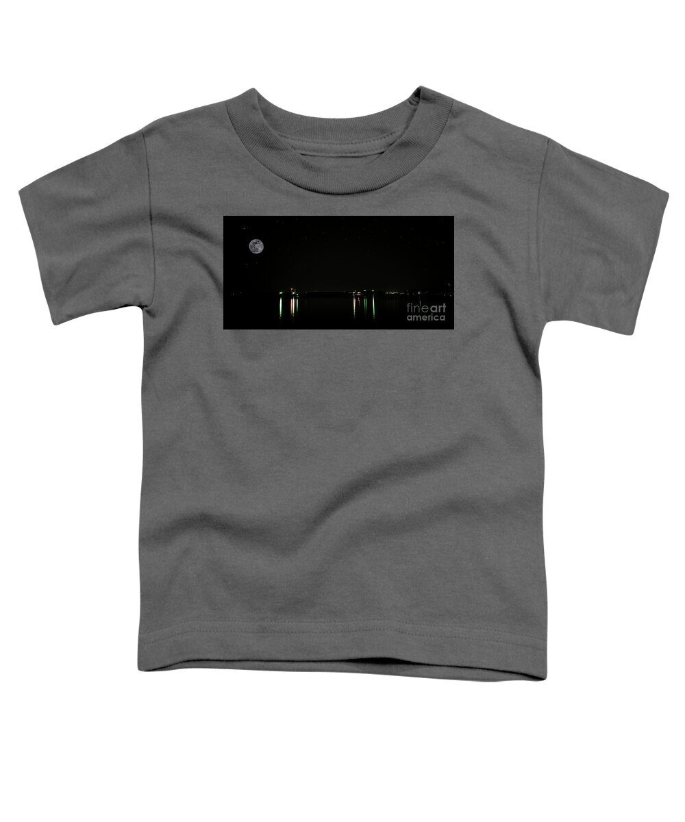 Moonlit Toddler T-Shirt featuring the photograph Moonlit Medina Lake San Antonio TX 8364A by Ricardos Creations