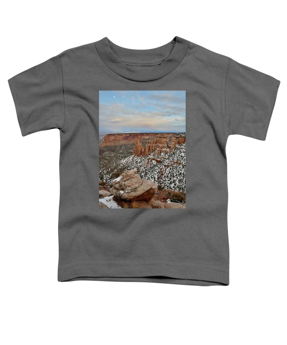 Colorado National Monument Toddler T-Shirt featuring the photograph Moonrise over Colorado National Monument by Ray Mathis
