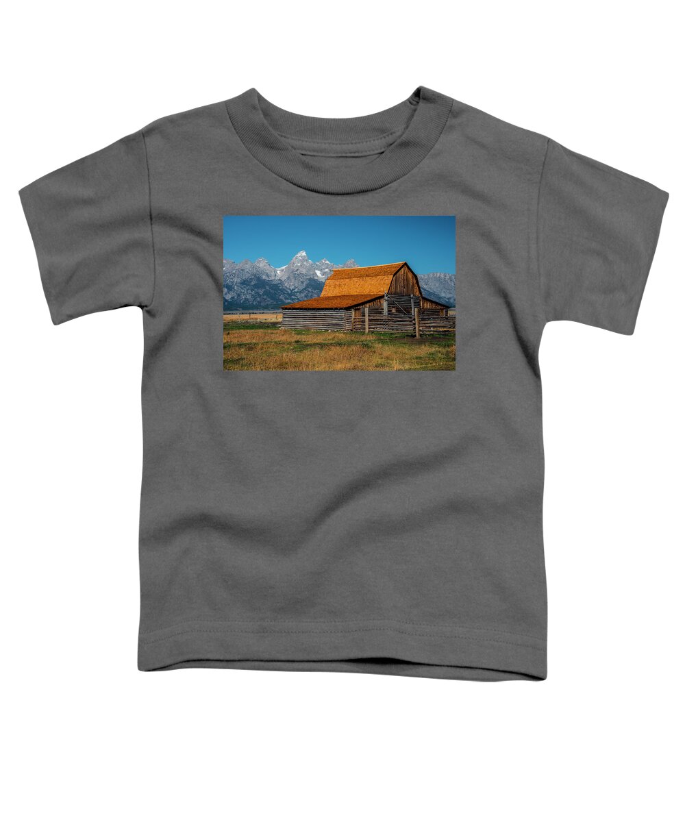 Grand Tetons Toddler T-Shirt featuring the photograph Mormons Barn 3779 by Donald Brown