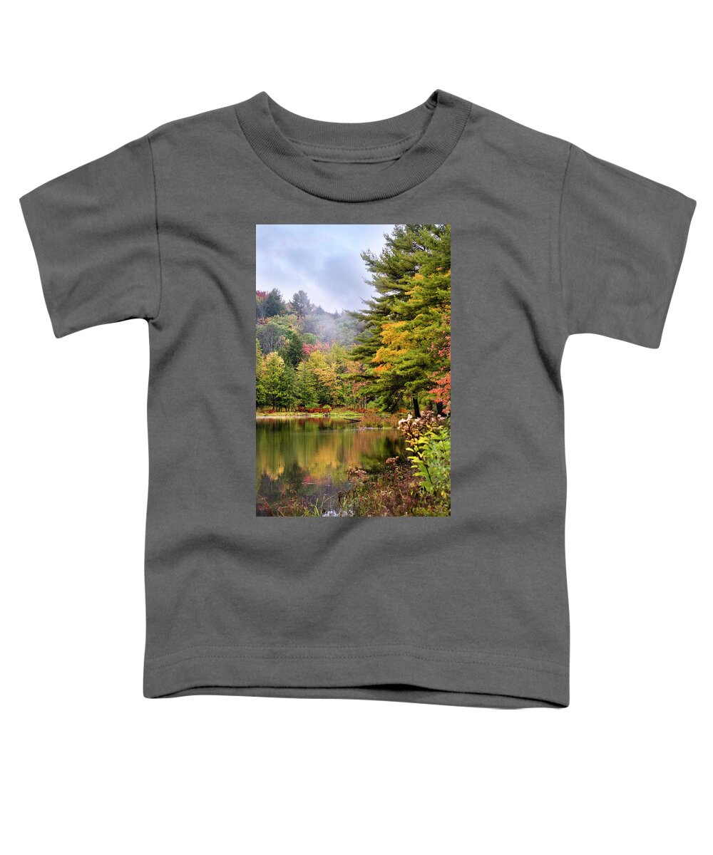 Fall Toddler T-Shirt featuring the photograph Morning Mist Fall Landscape by Christina Rollo
