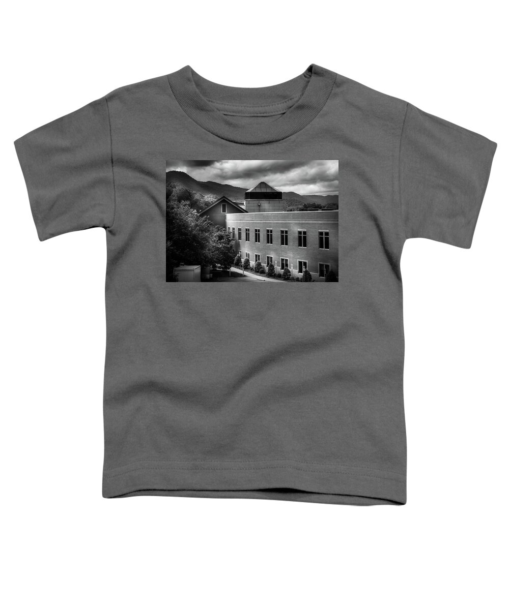 Western North Carolina Mountains Toddler T-Shirt featuring the photograph Morning Light At Western Carolina University In Black and White by Greg and Chrystal Mimbs
