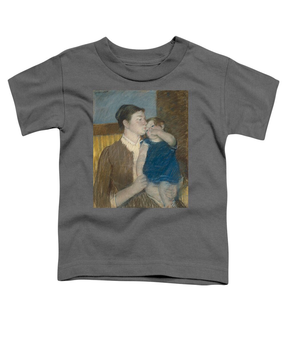 19th Century Art Toddler T-Shirt featuring the pastel Mother's Goodnight Kiss by Mary Cassatt