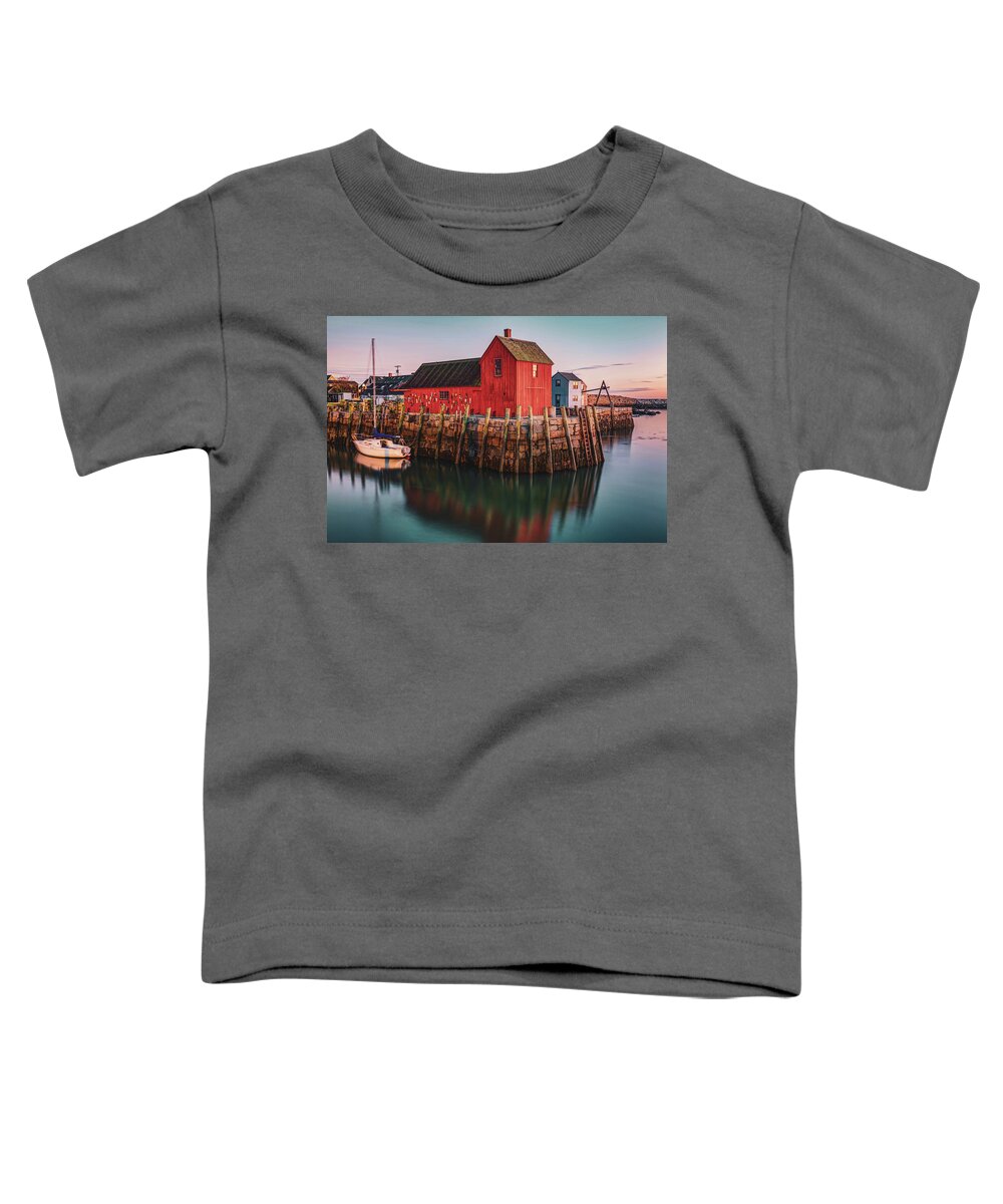 Motif 1 Toddler T-Shirt featuring the photograph Motif #1 Fishing Shack - Rockport Massachusetts at Sunrise by Gregory Ballos