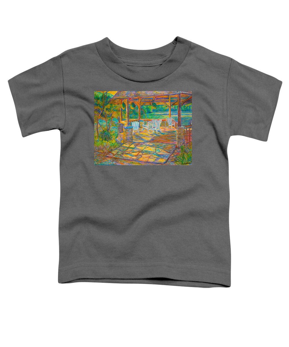 Lake Toddler T-Shirt featuring the painting Mountain Lake Shadows by Kendall Kessler