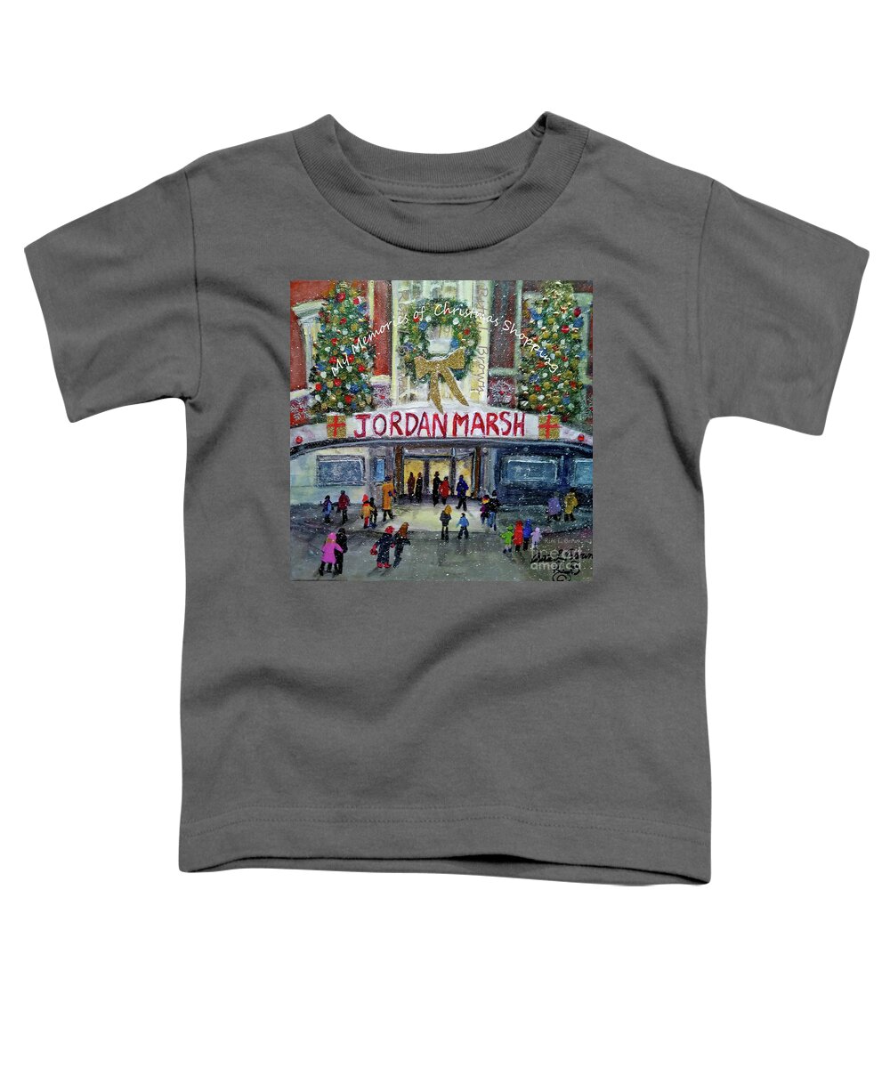 Boston Toddler T-Shirt featuring the mixed media My Memories of Christmas Shopping by Rita Brown
