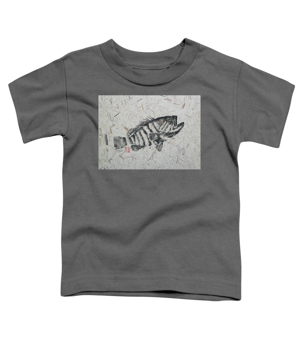 Fish Toddler T-Shirt featuring the painting Mystic Grouper Ascending by Adrienne Dye