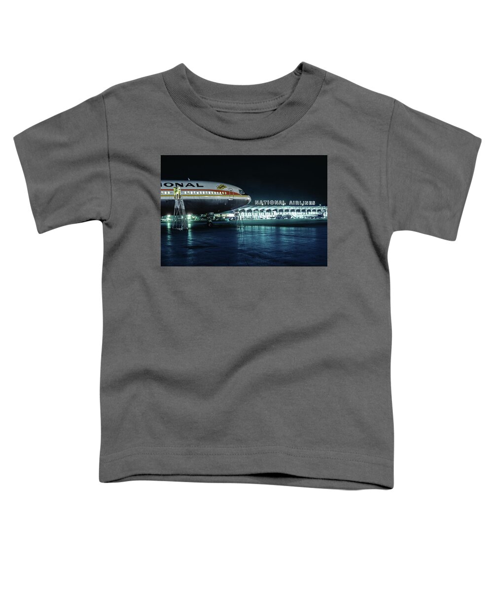 National Airlines Toddler T-Shirt featuring the photograph National DC-10-30 Fly Me - Tammy by Erik Simonsen