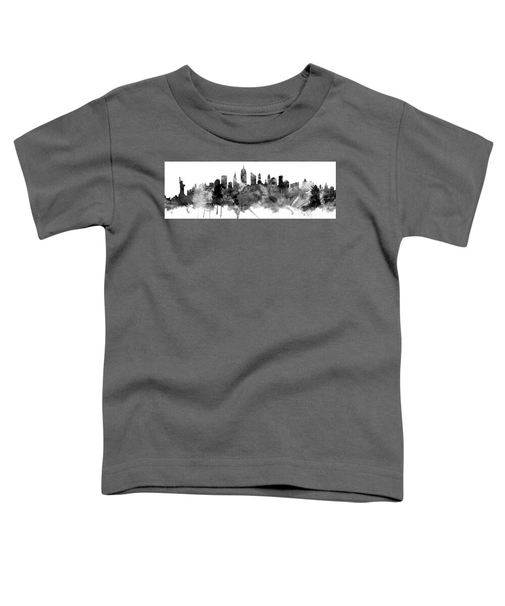 New York Toddler T-Shirt featuring the digital art New York City Skyline Panoramic 3-1 by Michael Tompsett