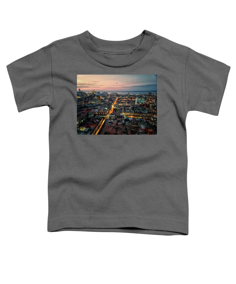 Old Havana Toddler T-Shirt featuring the photograph Night over Old Havana by Elin Skov Vaeth