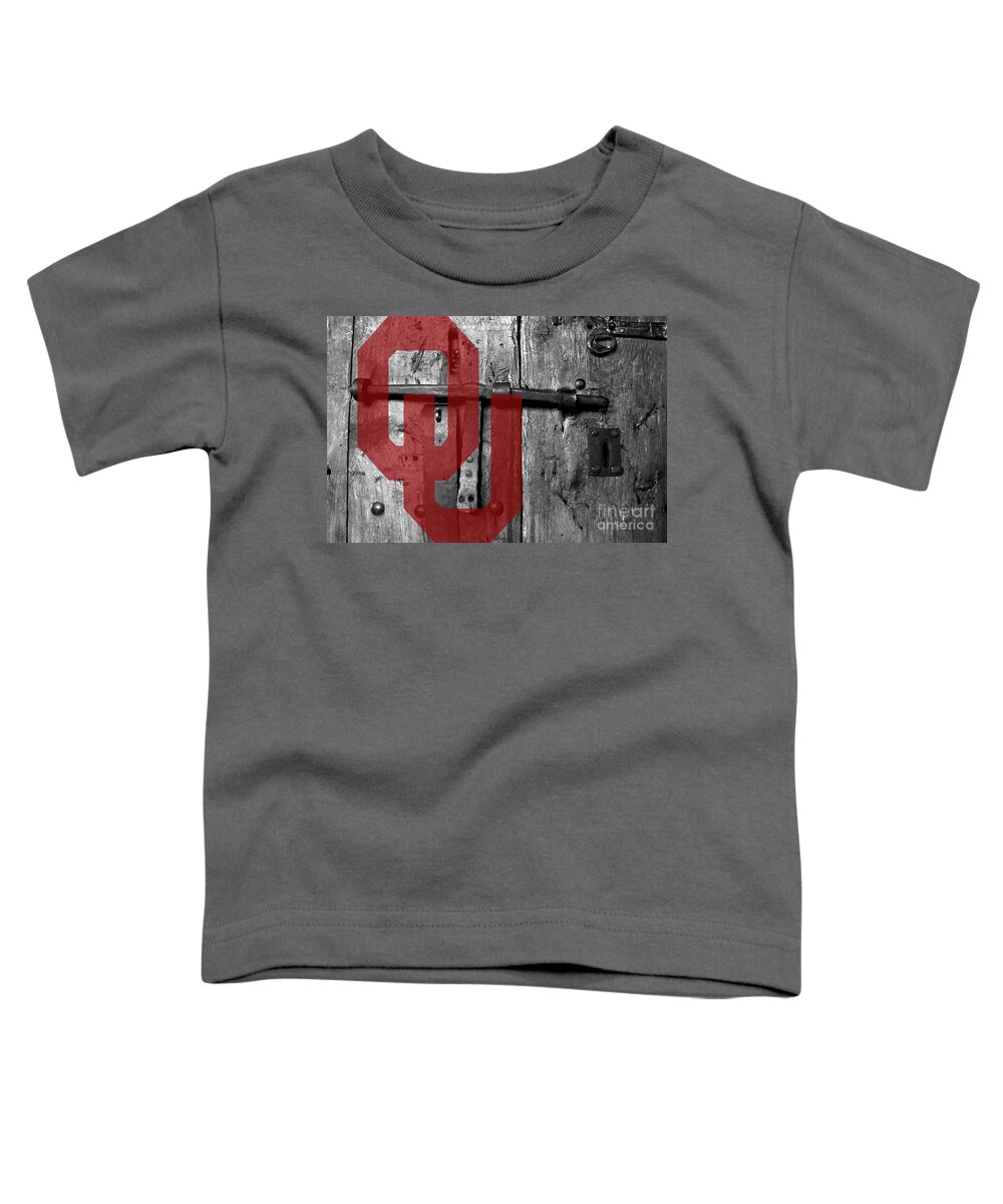 Ou Toddler T-Shirt featuring the digital art University Of Oklahoma O U On the Door by Steven Parker