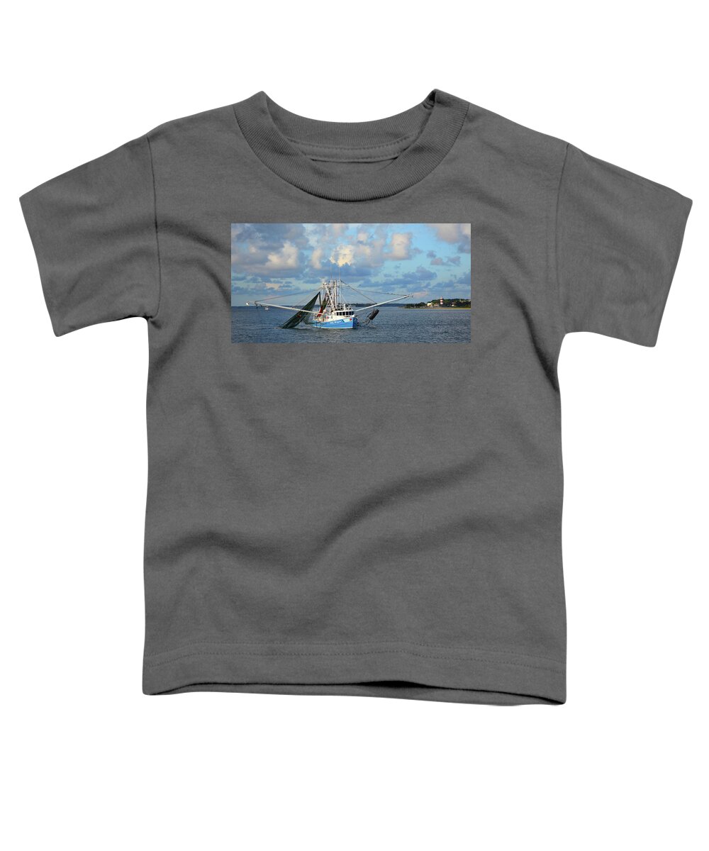 Shrimp Boat Toddler T-Shirt featuring the photograph Off the Coast of Hilton Head by Jerry Griffin