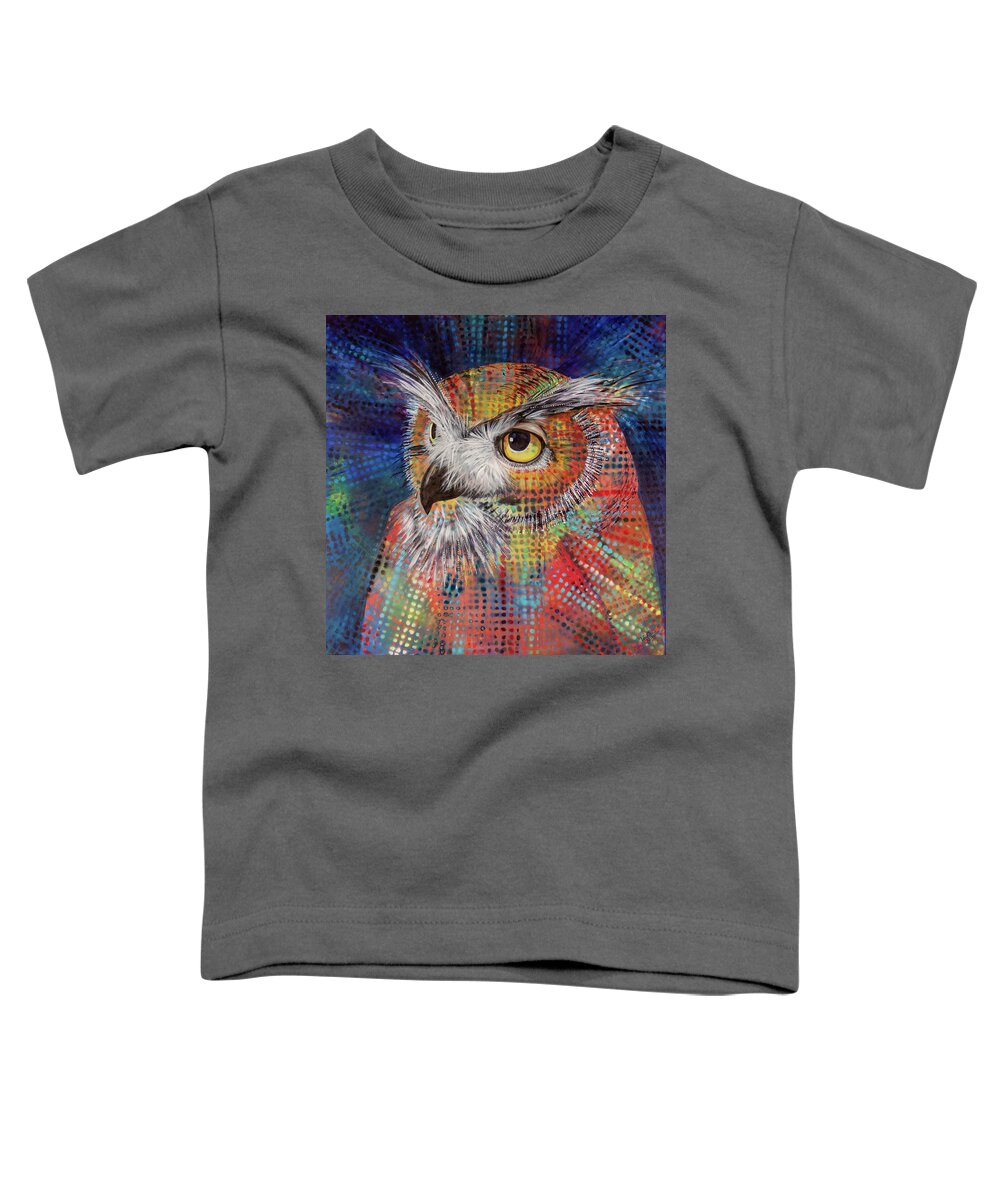 Owl Toddler T-Shirt featuring the painting OL Polka Dot by Laurel Bahe