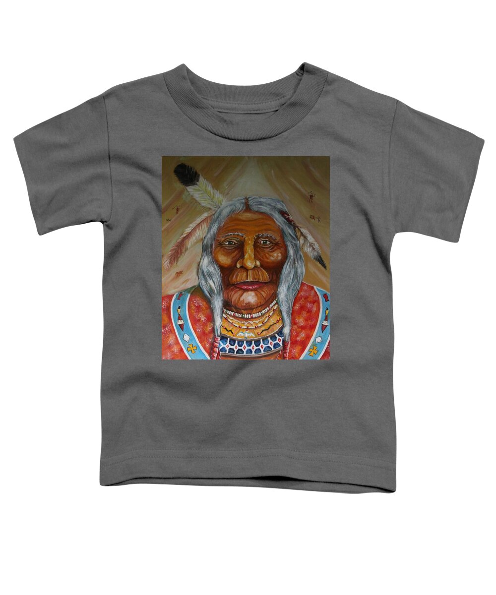Old Chief Of Wisdom Toddler T-Shirt featuring the painting Old Chief of Wisdom by Philip And Robbie Bracco