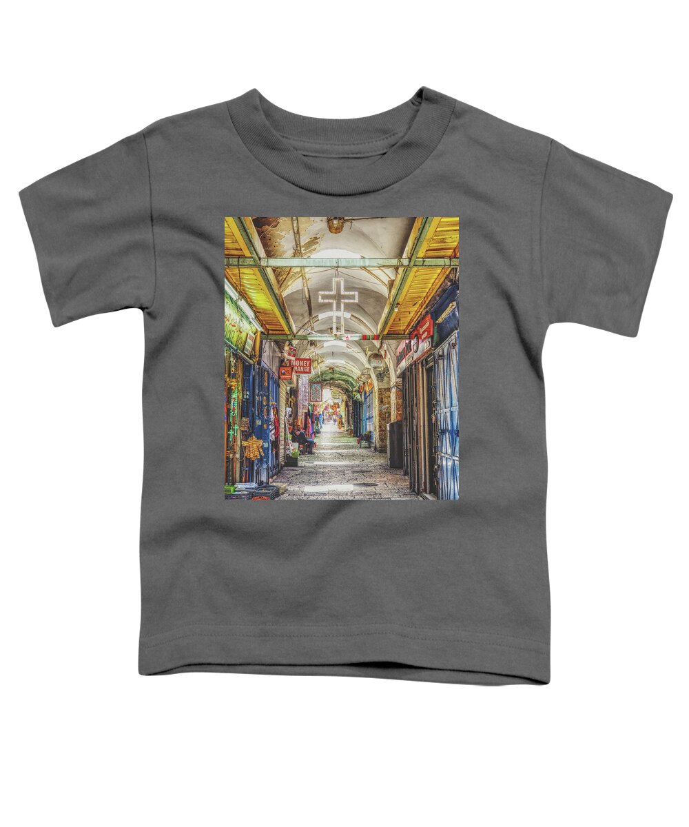 Jerusalem Toddler T-Shirt featuring the photograph Old City Souq by Bearj B Photo Art