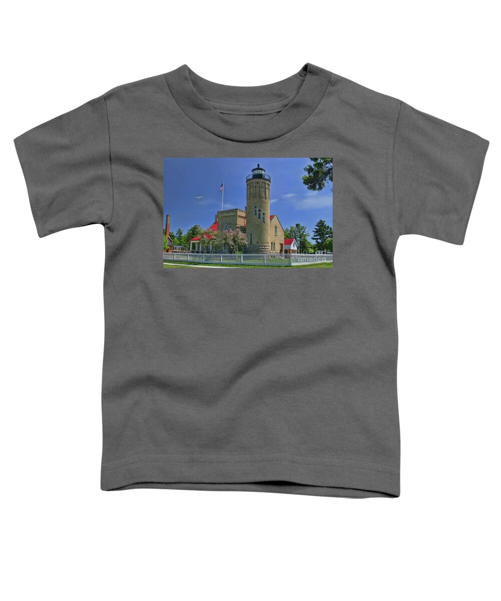 Lighthouse Toddler T-Shirt featuring the photograph Old Mackinac Point Lighthouse by Joan Bertucci