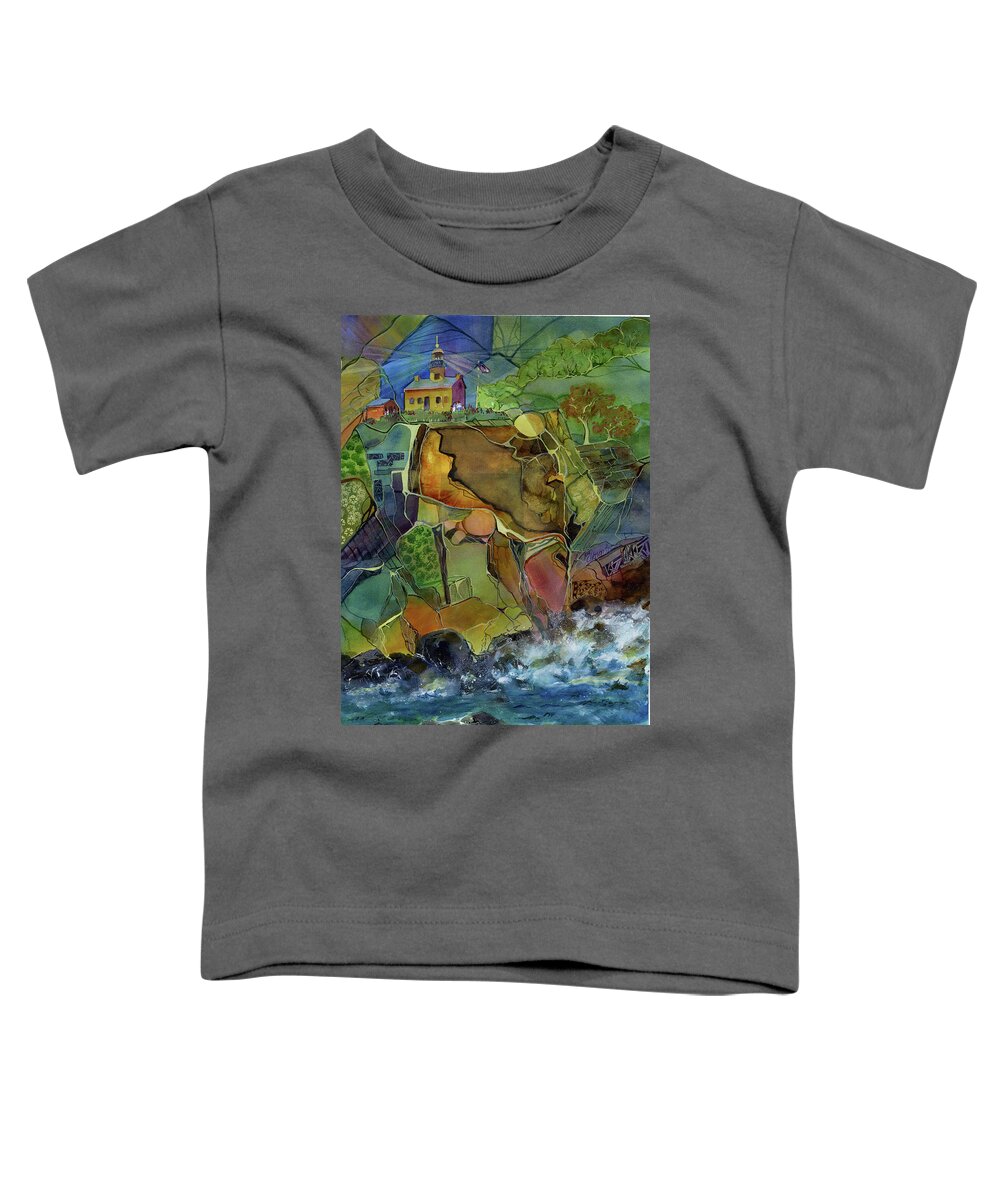 Lighthouse Toddler T-Shirt featuring the painting Old Point Loma Lighthouse by Joan Chlarson