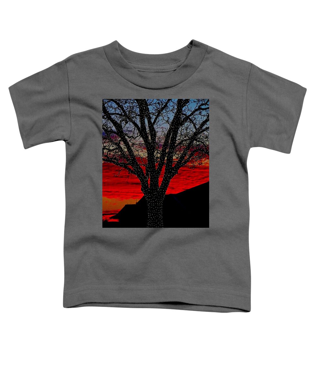 Christmas Tree Toddler T-Shirt featuring the photograph OMG Tree Sunset by Doris Aguirre