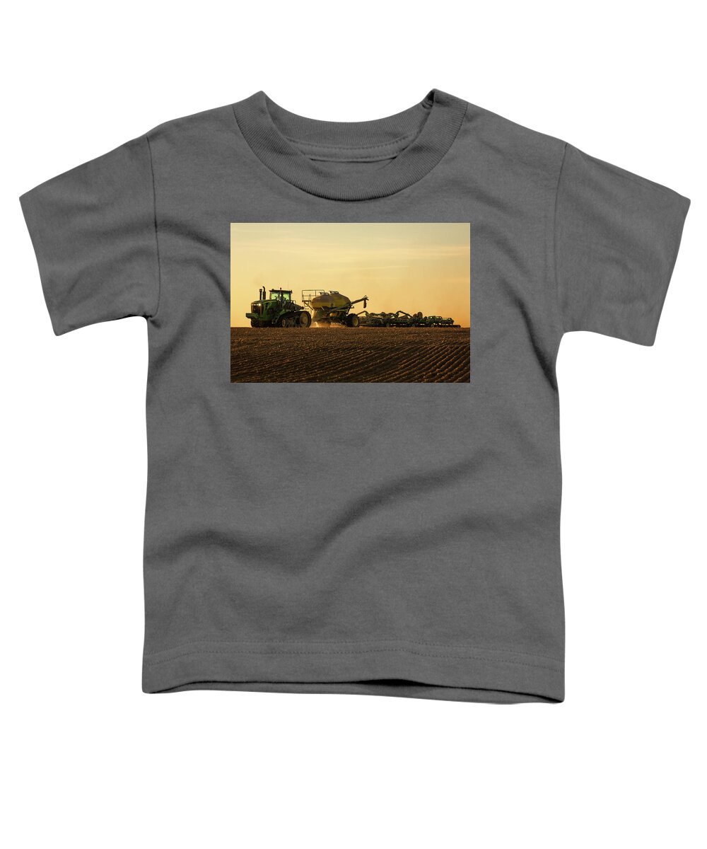 Organic Toddler T-Shirt featuring the photograph Organic Wheat Seeding by Todd Klassy