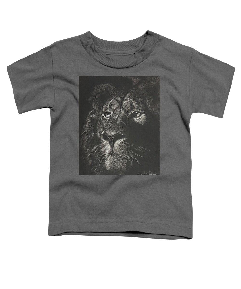Lion Toddler T-Shirt featuring the mixed media Out from the Dark by Bob Williams
