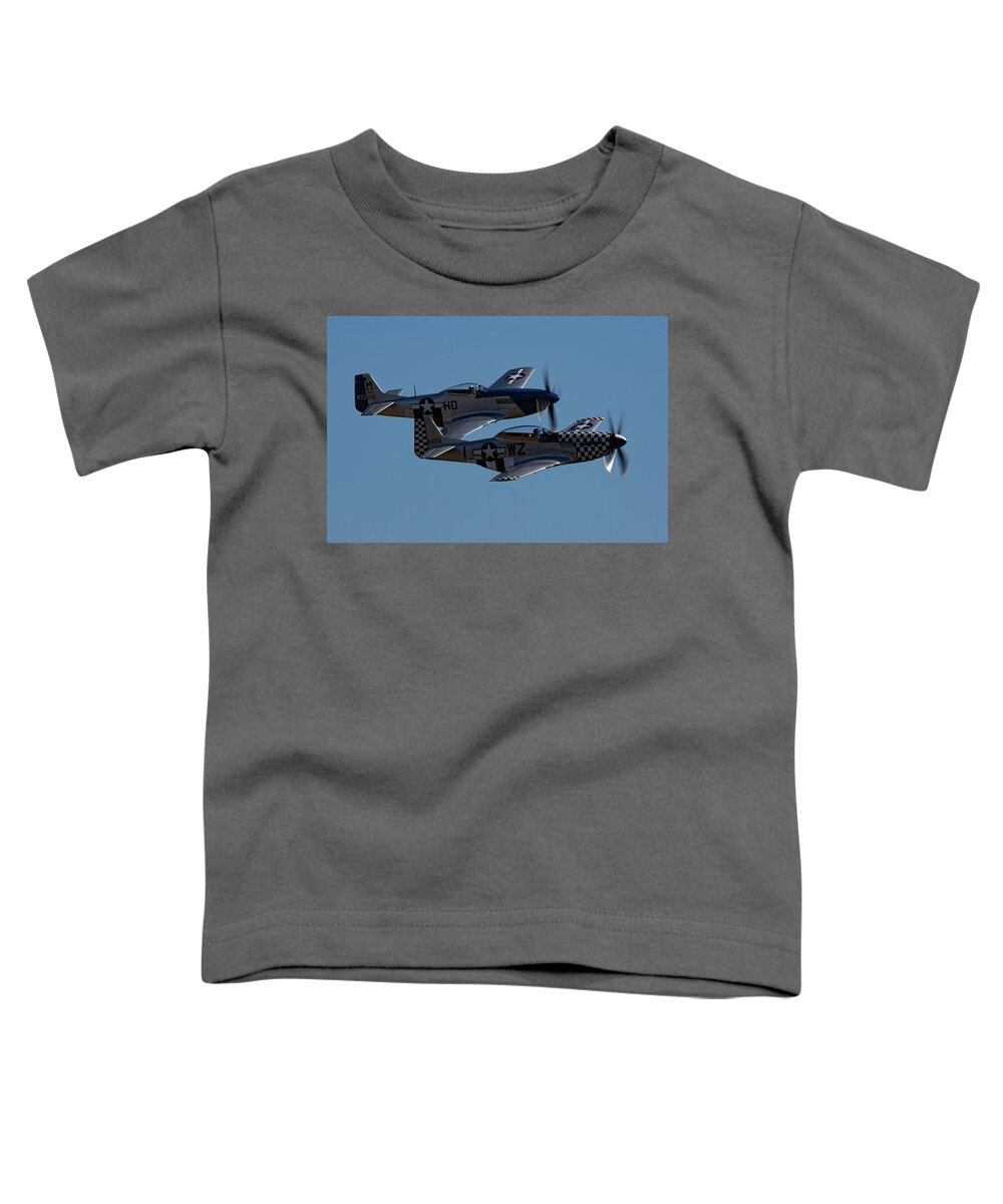P-51 Mustang Toddler T-Shirt featuring the photograph P-51 Mustangs Helen and Mary by Airpower Art