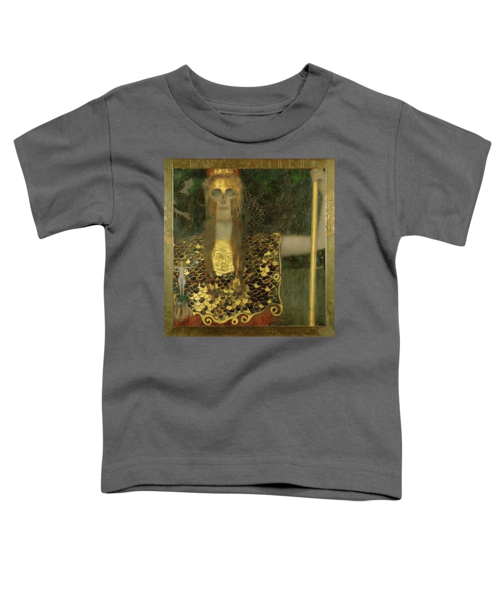 Athena Toddler T-Shirt featuring the painting Pallas Athene. Oil on canvas -1898- 75 x 75 cm. by Gustav Klimt -1862-1918-