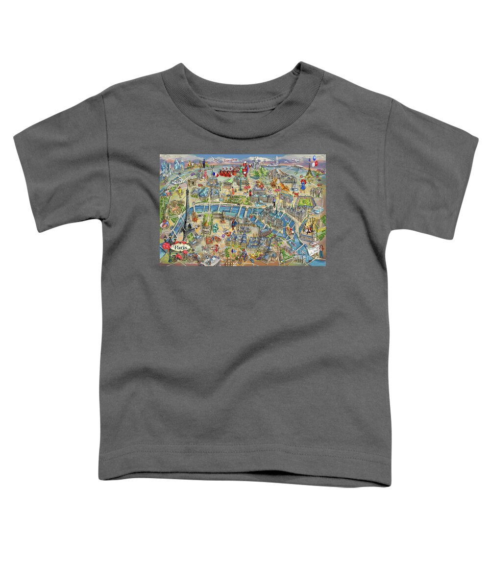 Paris Toddler T-Shirt featuring the photograph Paris Illustrated Map by Maria Rabinky
