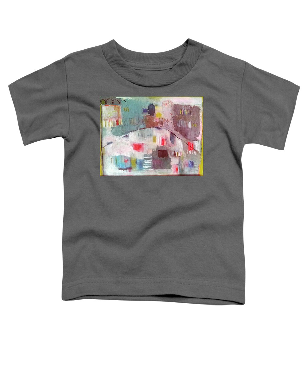 Apu Toddler T-Shirt featuring the painting Patchwork Apu by Janet Zoya