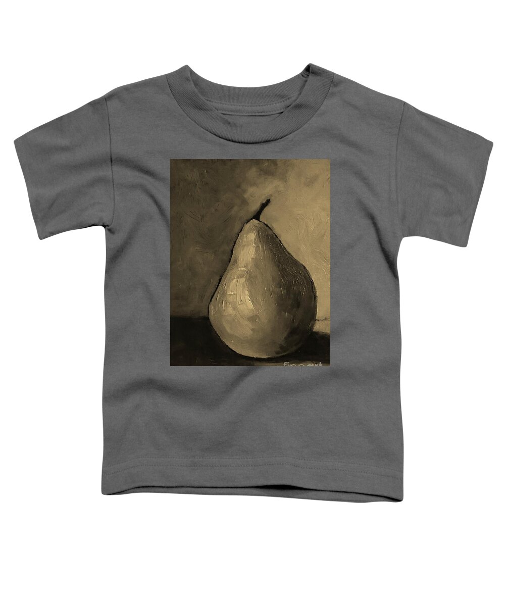 Pear Toddler T-Shirt featuring the painting Pear - sepia tones painting by Vesna Antic