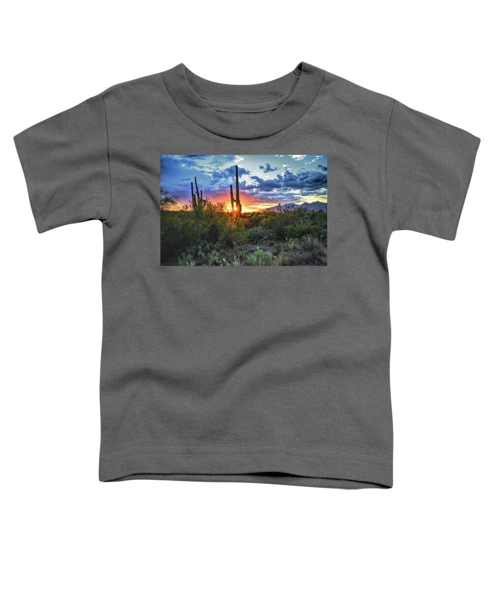 Saguaro Cactus Toddler T-Shirt featuring the photograph Tucson, Arizona Saguaro Sunset by Chance Kafka
