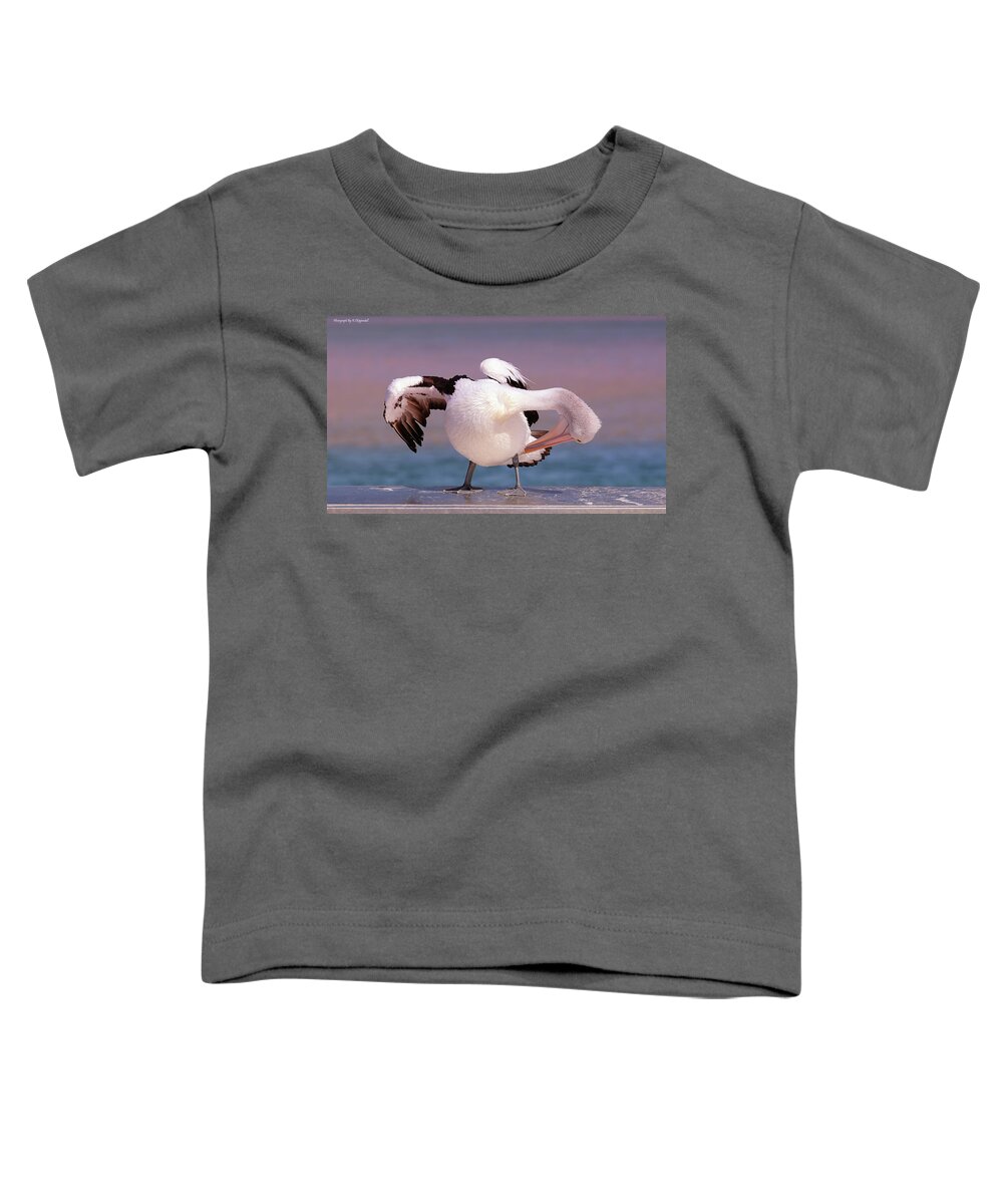 Pelicans Toddler T-Shirt featuring the digital art Pelican show off 05 by Kevin Chippindall