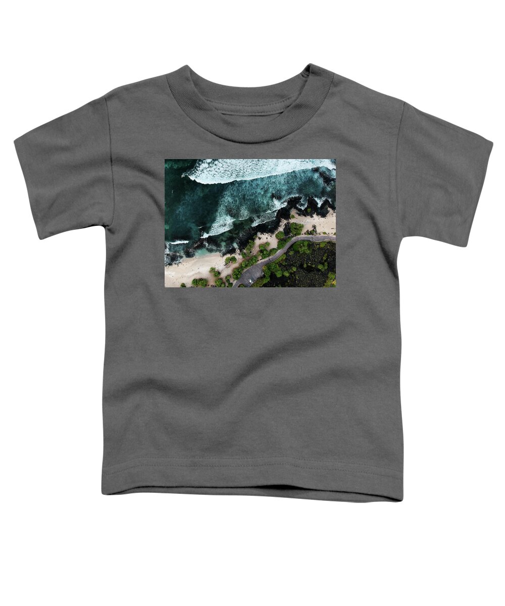 Aerial Toddler T-Shirt featuring the photograph Pine Trees Beach by Christopher Johnson