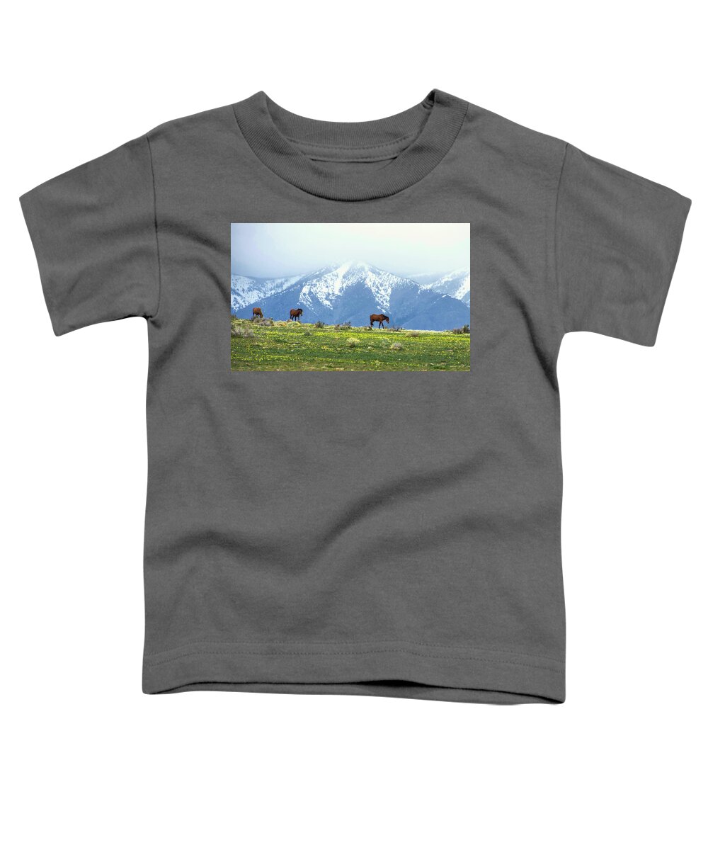Pinenut Mountains Toddler T-Shirt featuring the photograph Pinenut Mustangs by Steph Gabler
