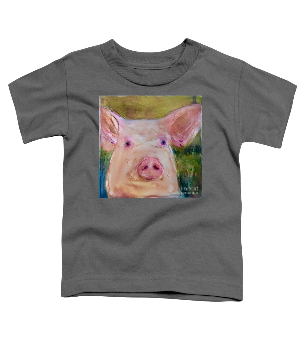 Pigs Farm Animals Toddler T-Shirt featuring the painting Pink Eye by FeatherStone Studio Julie A Miller