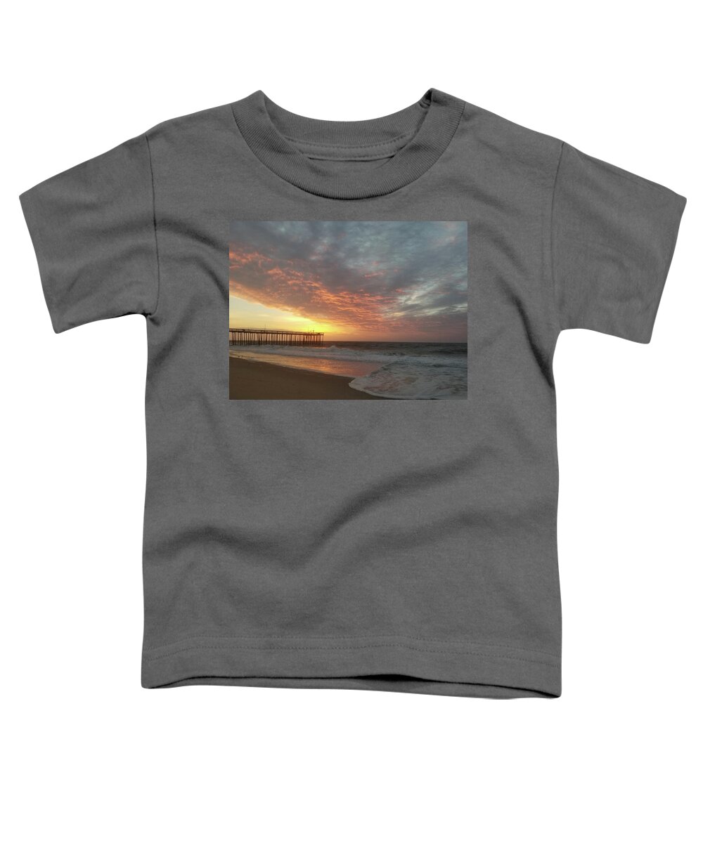 Sun Toddler T-Shirt featuring the photograph Pink Rippling Clouds At Sunrise by Robert Banach