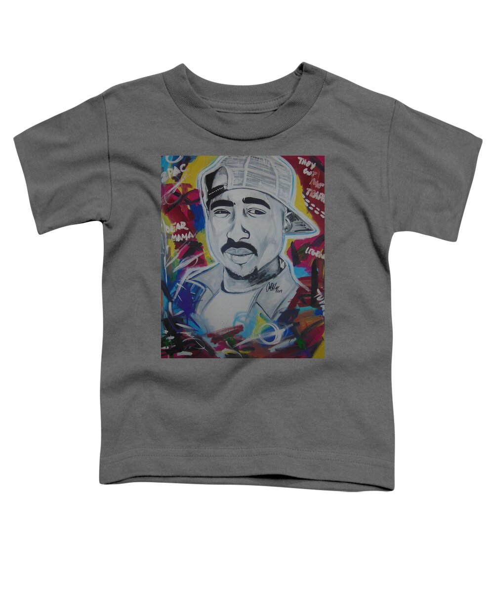 Tupac Toddler T-Shirt featuring the painting Poetic Pac by Antonio Moore