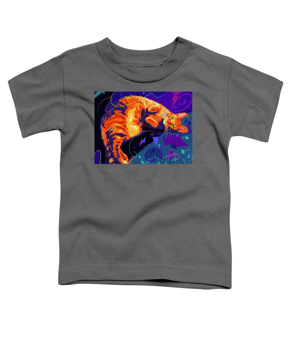 Miles Toddler T-Shirt featuring the painting POP CAT Miles by DC Langer