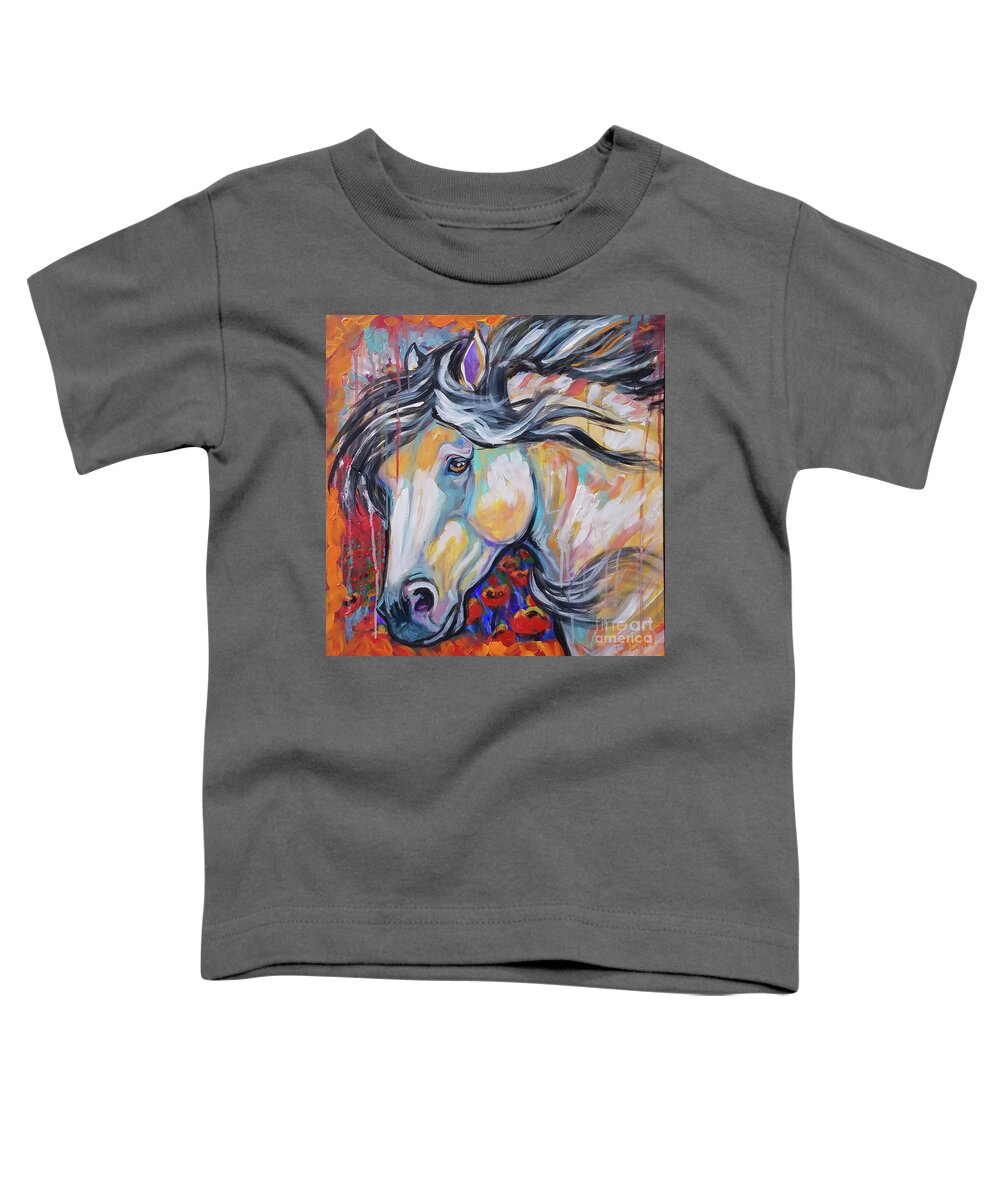  Toddler T-Shirt featuring the painting Poppy run by Jenn Cunningham