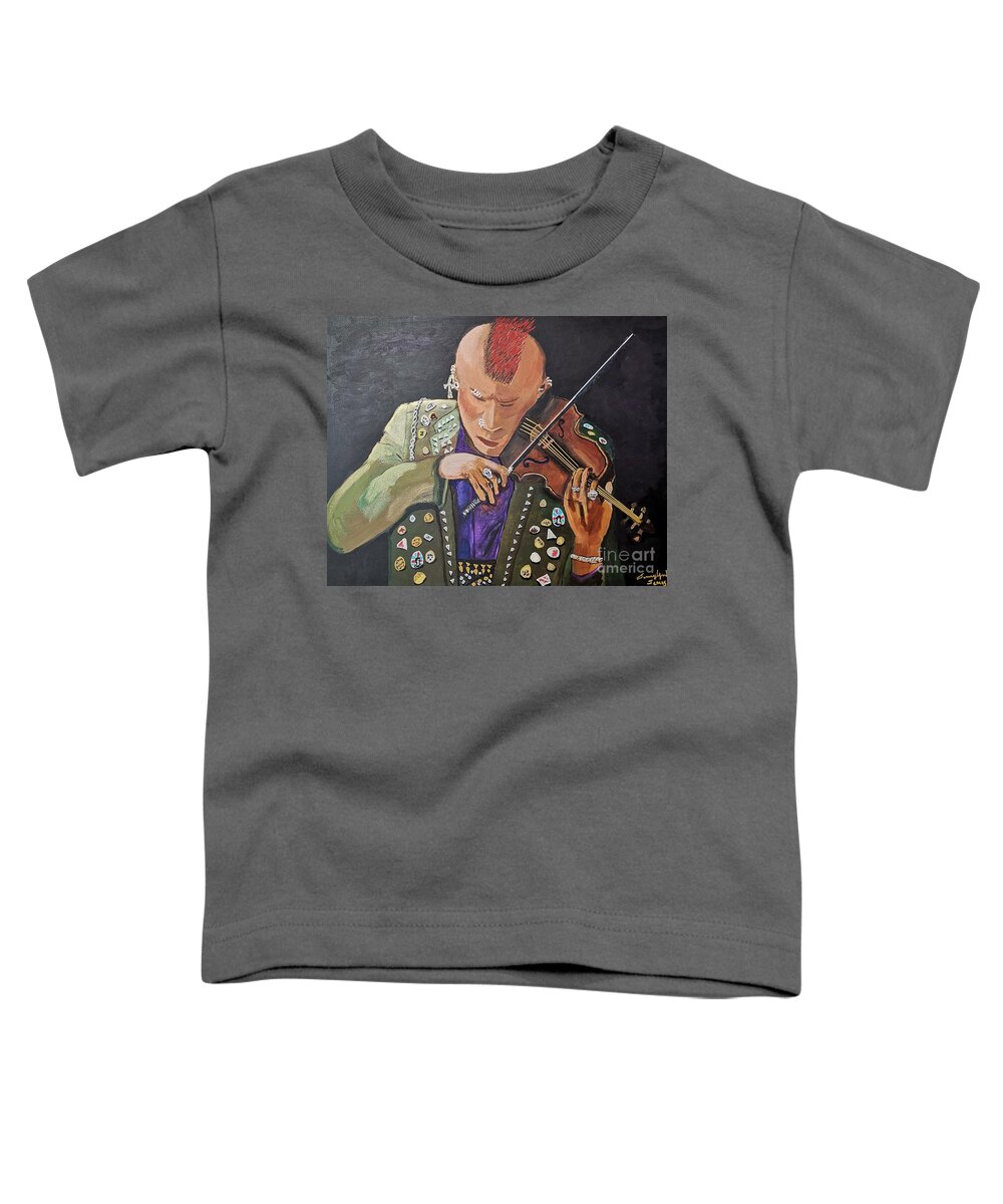 Punk Fiddle Toddler T-Shirt featuring the painting Punk Fiddler by Jennylynd James