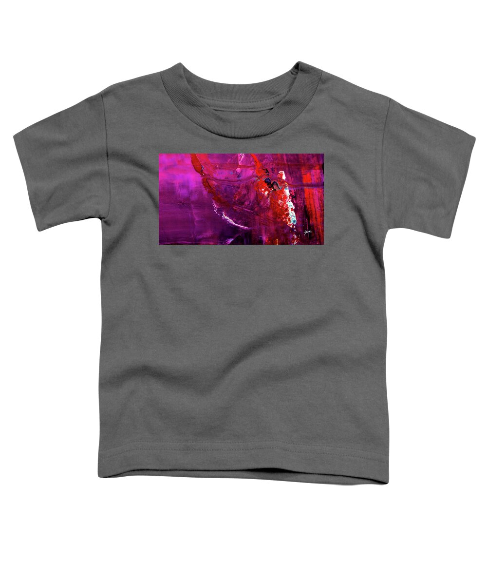 Abstract Toddler T-Shirt featuring the painting Rainy Day Woman - Purple And Red Large Abstract Art Painting by Modern Abstract
