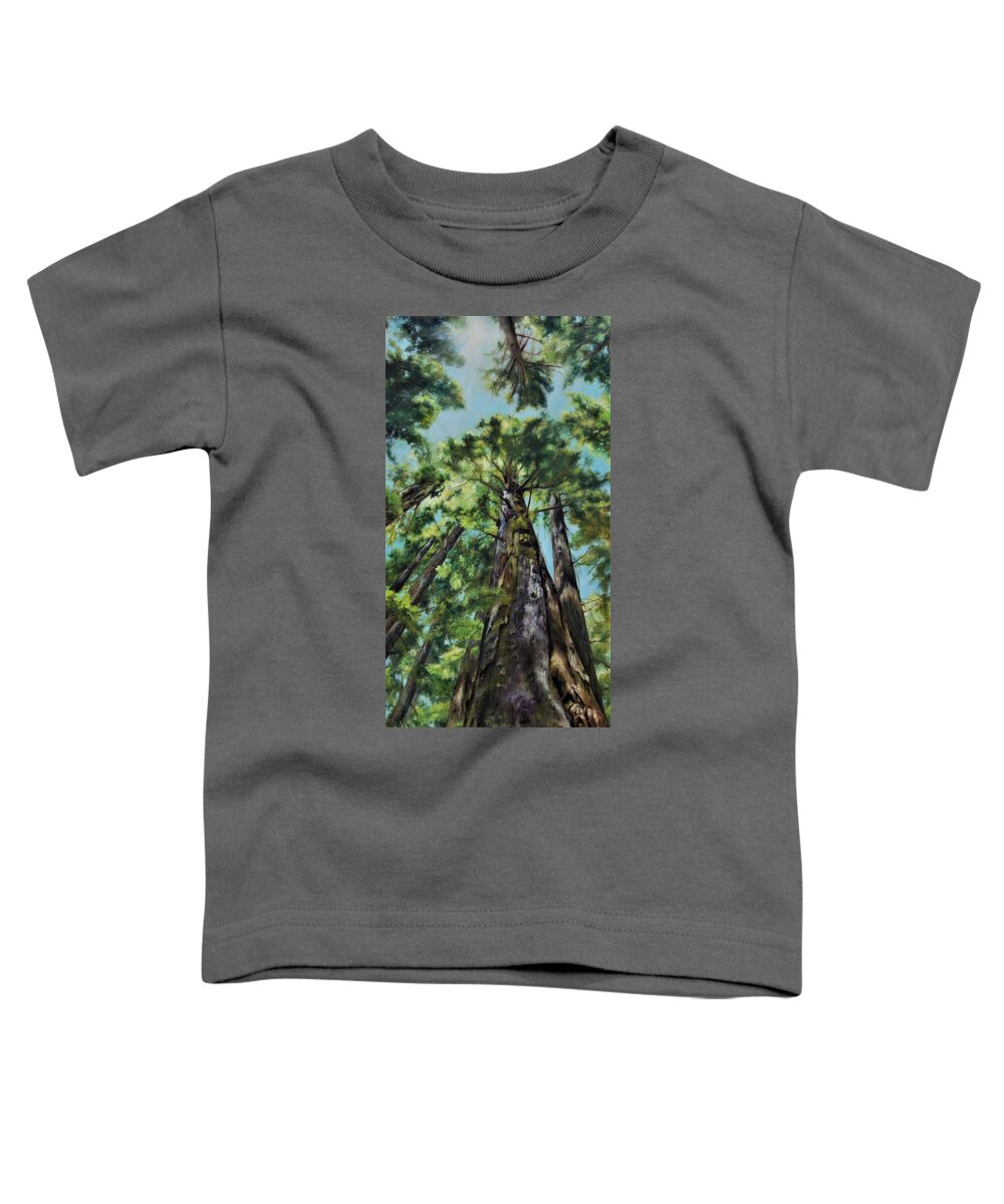 Forest Toddler T-Shirt featuring the painting Reaching for the Light by Lori Brackett
