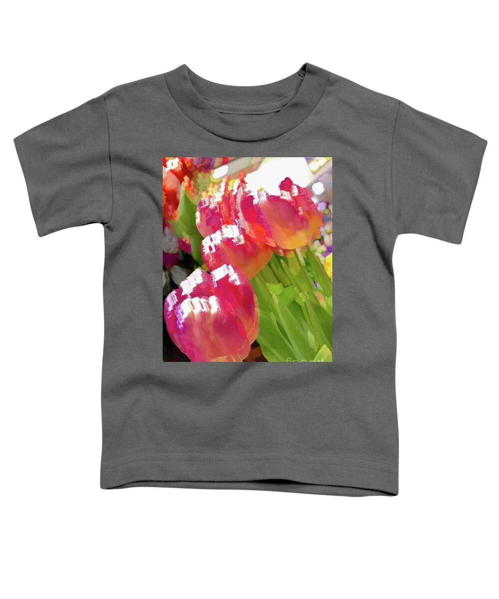 Abstract Toddler T-Shirt featuring the photograph Red tulip flower pastel by Phillip Rubino