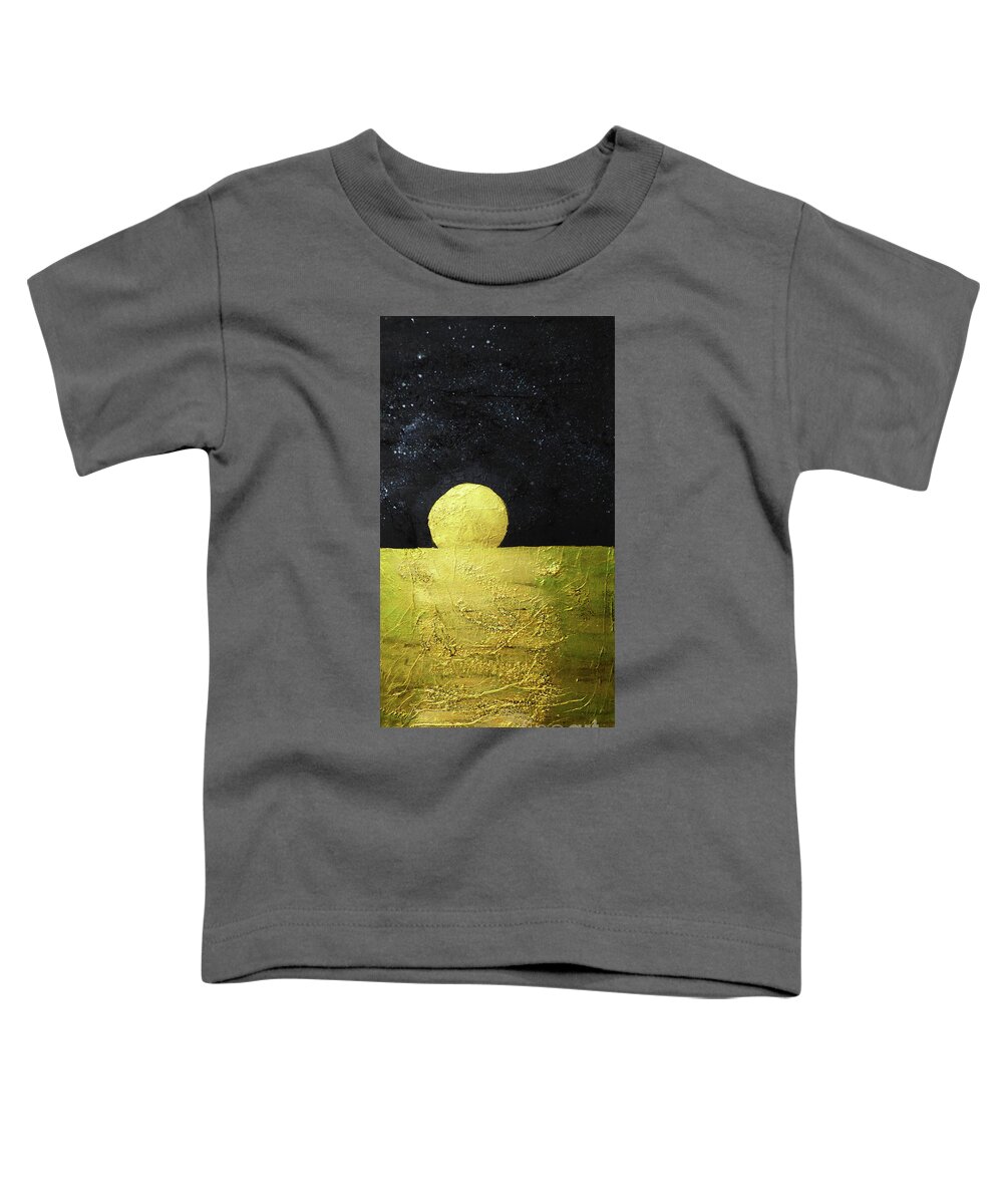 Abstract Toddler T-Shirt featuring the painting Golden Moon Reflections by Sharon Williams Eng