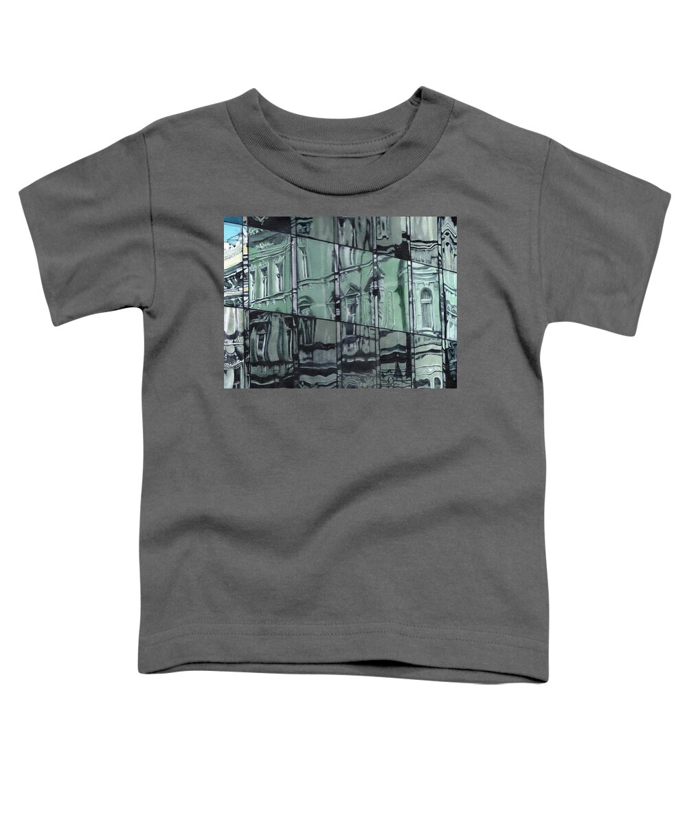 Reflection Toddler T-Shirt featuring the painting A Reflection on Modern Architecture by John Neeve